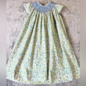 Girls Orient Express Size 4 smocked Bishop Floral Dress Peasant Prairie Church